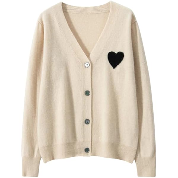 Women's V-Neck Cashmere Cardigan Sweater Preppy Style